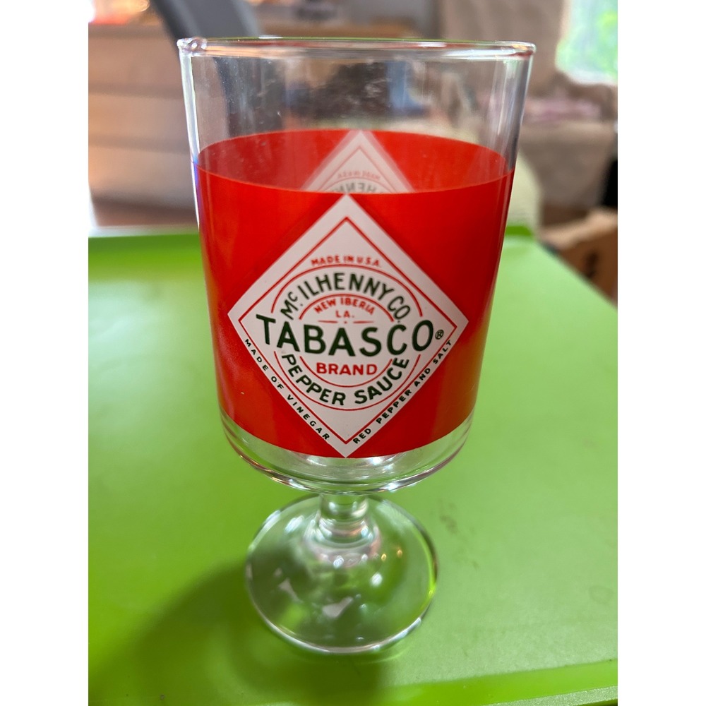 Vintage Tabasco Brand Pepper Sauce Footed Glass Bloody Mary Goblet McIlhenny Co